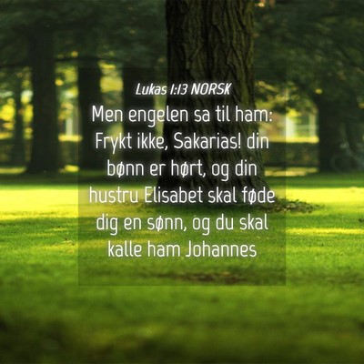 Picture 04 - Lukas 1:13 NORSK - Men engelen sa til ham: Frykt ikke, Sakarias! din - Bible Verse Picture