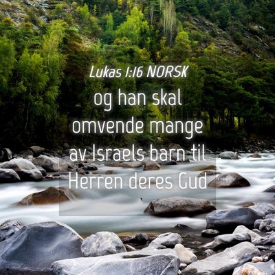 Picture 04 - Lukas 1:16 NORSK - og han skal omvende mange av Israels barn til - Bible Verse Picture