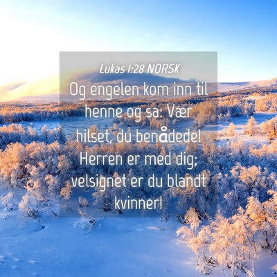 Picture 04 - Lukas 1:28 NORSK - Og engelen kom inn til henne og sa: Vær hilset, - Bible Verse Picture