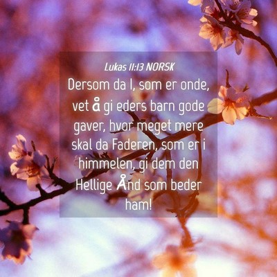 Picture 04 - Lukas 11:13 NORSK - Dersom da I, som er onde, vet å gi eders barn - Bible Verse Picture