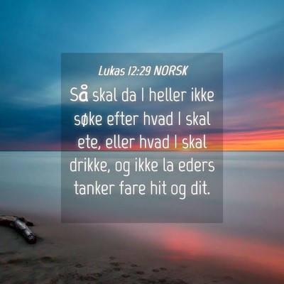 Picture 04 - Lukas 12:29 NORSK - Så skal da I heller ikke søke efter hvad I skal - Bible Verse Picture