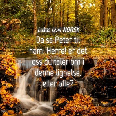 Picture 04 - Lukas 12:41 NORSK - Da sa Peter til ham: Herre! er det oss du taler - Bible Verse Picture