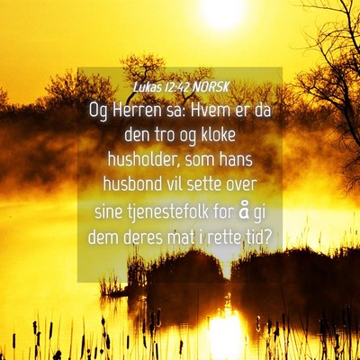 Picture 04 - Lukas 12:42 NORSK - Og Herren sa: Hvem er da den tro og kloke - Bible Verse Picture