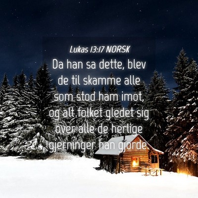 Picture 04 - Lukas 13:17 NORSK - Da han sa dette, blev de til skamme alle som stod - Bible Verse Picture