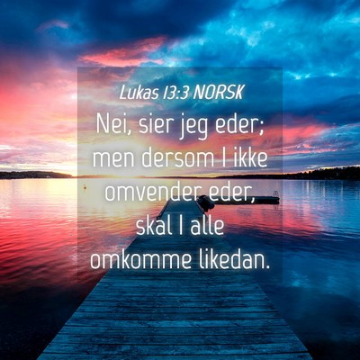 Picture 04 - Lukas 13:3 NORSK - Nei, sier jeg eder; men dersom I ikke omvender - Bible Verse Picture