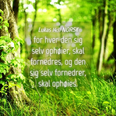 Picture 04 - Lukas 14:11 NORSK - for hver den sig selv ophøier, skal fornedres, - Bible Verse Picture