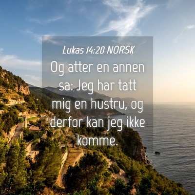 Picture 04 - Lukas 14:20 NORSK - Og atter en annen sa: Jeg har tatt mig en hustru, - Bible Verse Picture
