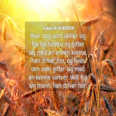 Picture 04 - Lukas 16:18 NORSK - Hver den som skiller sig fra sin hustru og gifter - Bible Verse Picture