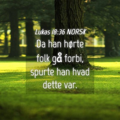 Picture 04 - Lukas 18:36 NORSK - Da han hørte folk gå forbi, spurte han hvad - Bible Verse Picture