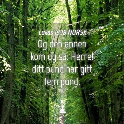 Picture 04 - Lukas 19:18 NORSK - Og den annen kom og sa: Herre! ditt pund har gitt - Bible Verse Picture