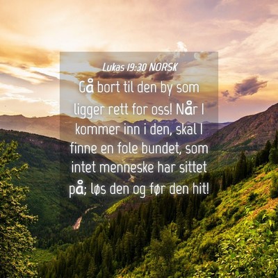 Picture 04 - Lukas 19:30 NORSK - Gå bort til den by som ligger rett for oss! Når - Bible Verse Picture