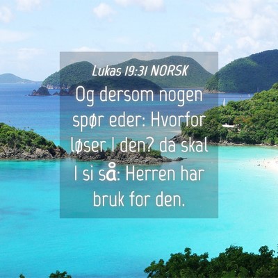 Picture 04 - Lukas 19:31 NORSK - Og dersom nogen spør eder: Hvorfor løser I den? - Bible Verse Picture