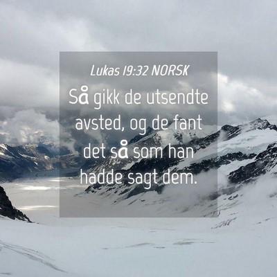 Picture 04 - Lukas 19:32 NORSK - Så gikk de utsendte avsted, og de fant det så - Bible Verse Picture