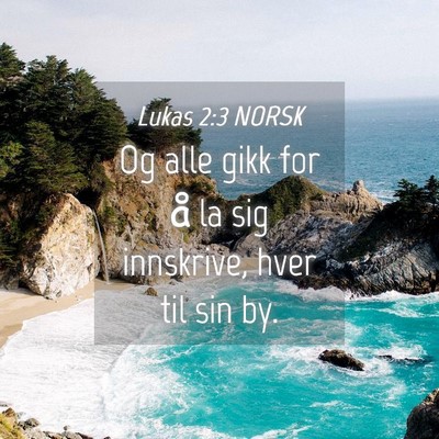 Picture 04 - Lukas 2:3 NORSK - Og alle gikk for å la sig innskrive, hver til - Bible Verse Picture
