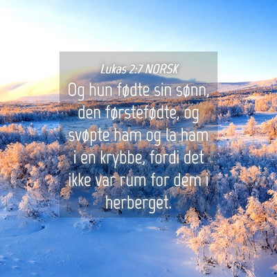 Picture 04 - Lukas 2:7 NORSK - Og hun fødte sin sønn, den førstefødte, og - Bible Verse Picture