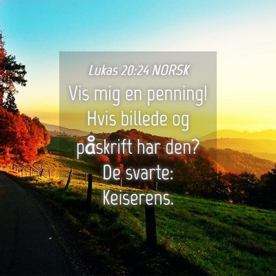 Picture 04 - Lukas 20:24 NORSK - Vis mig en penning! Hvis billede og påskrift har - Bible Verse Picture