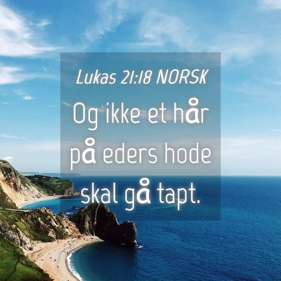 Picture 04 - Lukas 21:18 NORSK - Og ikke et hår på eders hode skal gå - Bible Verse Picture