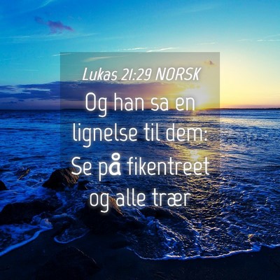 Picture 04 - Lukas 21:29 NORSK - Og han sa en lignelse til dem: Se på fikentreet - Bible Verse Picture
