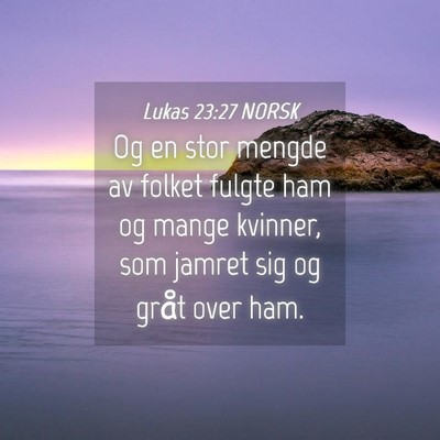 Picture 04 - Lukas 23:27 NORSK - Og en stor mengde av folket fulgte ham og mange - Bible Verse Picture