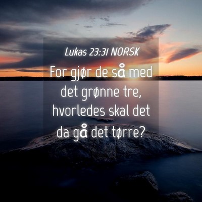 Picture 04 - Lukas 23:31 NORSK - For gjør de så med det grønne tre, hvorledes - Bible Verse Picture