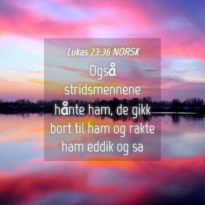 Picture 04 - Lukas 23:36 NORSK - Også stridsmennene hånte ham, de gikk bort til - Bible Verse Picture