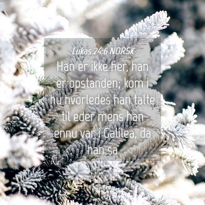 Picture 04 - Lukas 24:6 NORSK - Han er ikke her, han er opstanden; kom i hu - Bible Verse Picture