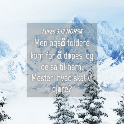 Picture 04 - Lukas 3:12 NORSK - Men også toldere kom for å døpes, og de sa til - Bible Verse Picture