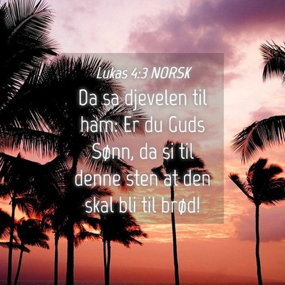 Picture 04 - Lukas 4:3 NORSK - Da sa djevelen til ham: Er du Guds Sønn, da si - Bible Verse Picture