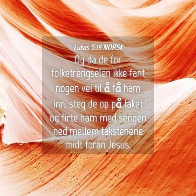 Picture 04 - Lukas 5:19 NORSK - Og da de for folketrengselen ikke fant nogen vei - Bible Verse Picture