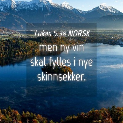 Picture 04 - Lukas 5:38 NORSK - men ny vin skal fylles i nye - Bible Verse Picture