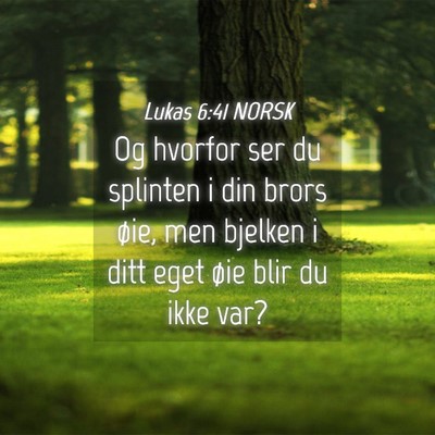 Picture 04 - Lukas 6:41 NORSK - Og hvorfor ser du splinten i din brors øie, men - Bible Verse Picture