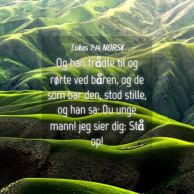 Picture 04 - Lukas 7:14 NORSK - Og han trådte til og rørte ved båren, og de - Bible Verse Picture