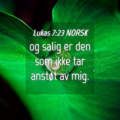 Picture 04 - Lukas 7:23 NORSK - og salig er den som ikke tar anstøt av - Bible Verse Picture