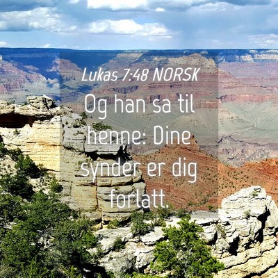 Picture 04 - Lukas 7:48 NORSK - Og han sa til henne: Dine synder er dig - Bible Verse Picture