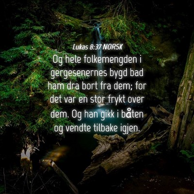 Picture 04 - Lukas 8:37 NORSK - Og hele folkemengden i gergesenernes bygd bad ham - Bible Verse Picture
