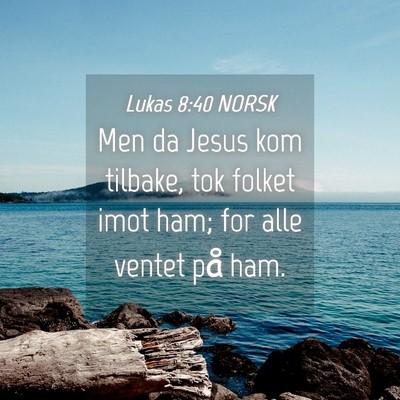 Picture 04 - Lukas 8:40 NORSK - Men da Jesus kom tilbake, tok folket imot ham; - Bible Verse Picture