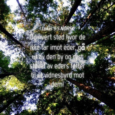 Picture 04 - Lukas 9:5 NORSK - Og hvert sted hvor de ikke tar imot eder, gå ut - Bible Verse Picture