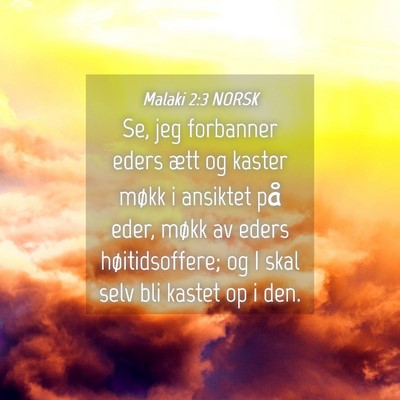 Picture 04 - Malaki 2:3 NORSK - Se, jeg forbanner eders ætt og kaster møkk i - Bible Verse Picture