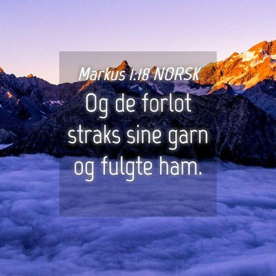 Picture 04 - Markus 1:18 NORSK - Og de forlot straks sine garn og fulgte - Bible Verse Picture
