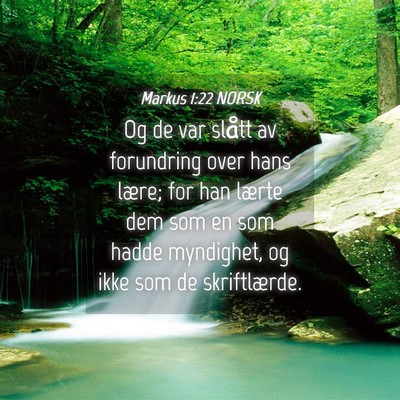 Picture 04 - Markus 1:22 NORSK - Og de var slått av forundring over hans lære; - Bible Verse Picture