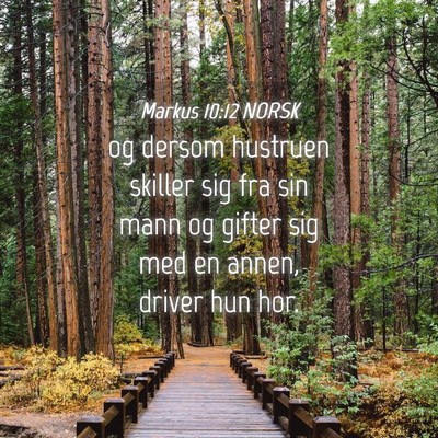 Picture 04 - Markus 10:12 NORSK - og dersom hustruen skiller sig fra sin mann og - Bible Verse Picture