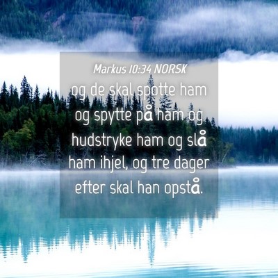 Picture 04 - Markus 10:34 NORSK - og de skal spotte ham og spytte på ham og - Bible Verse Picture
