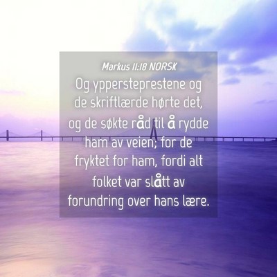 Picture 04 - Markus 11:18 NORSK - Og yppersteprestene og de skriftlærde hørte - Bible Verse Picture