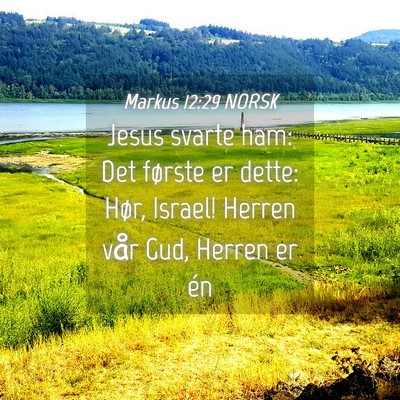 Picture 04 - Markus 12:29 NORSK - Jesus svarte ham: Det første er dette: Hør, - Bible Verse Picture
