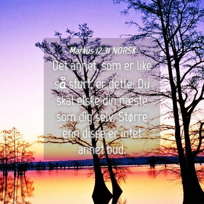 Picture 04 - Markus 12:31 NORSK - Det annet, som er like så stort, er dette: Du - Bible Verse Picture