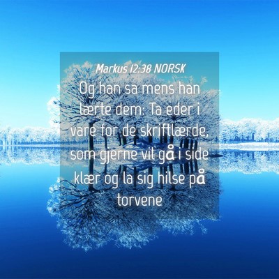 Picture 04 - Markus 12:38 NORSK - Og han sa mens han lærte dem: Ta eder i vare for - Bible Verse Picture
