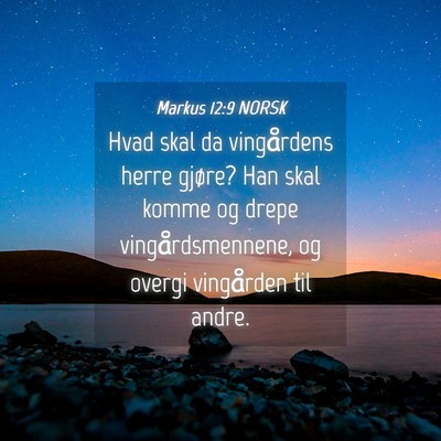 Picture 04 - Markus 12:9 NORSK - Hvad skal da vingårdens herre gjøre? Han skal - Bible Verse Picture