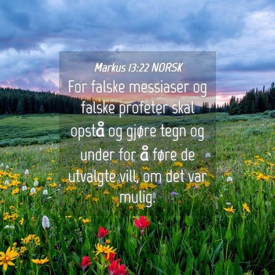 Picture 04 - Markus 13:22 NORSK - For falske messiaser og falske profeter skal - Bible Verse Picture
