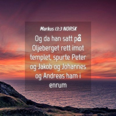 Picture 04 - Markus 13:3 NORSK - Og da han satt på Oljeberget rett imot templet, - Bible Verse Picture