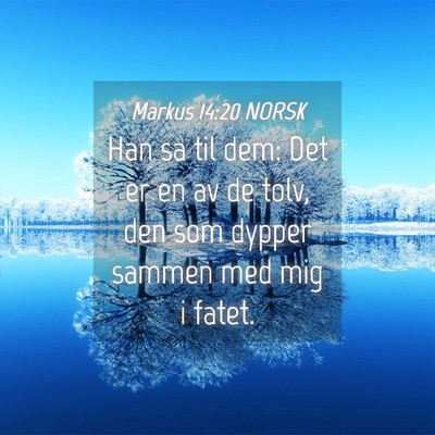 Picture 04 - Markus 14:20 NORSK - Han sa til dem: Det er en av de tolv, den som - Bible Verse Picture